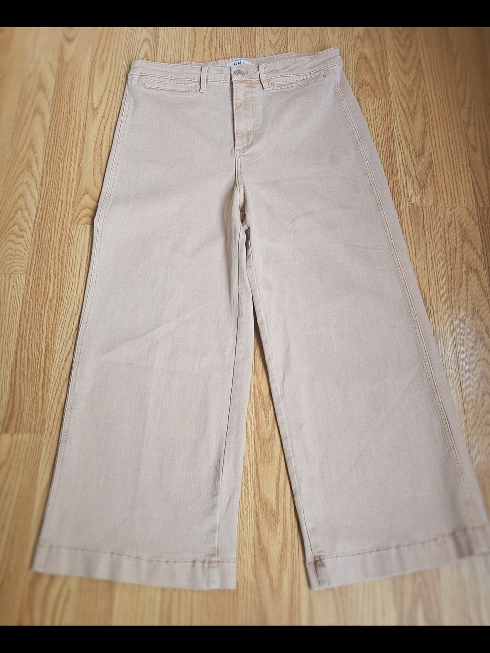OAT New York High Rise Wide Leg Cropped Pants Dusty Pink Rose Size 12 / 31 - Picture 9 of 16
